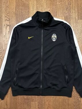 Vintage Y2K Nike Juventus FC 2013 2014 Black White Soccer Track Jacket Mens XL